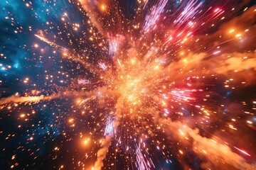 Fototapeta premium Vibrant Fireworks Spectacle