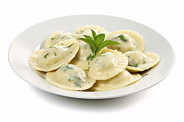 Ravioli on Dish. Delicious Italian Pasta