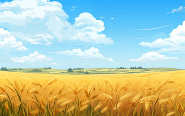 Golden ripe wheat field,created with Generative AI tecnology.
