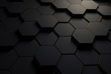 Black Hexagon Background. Abstract Technology 3D Rendering