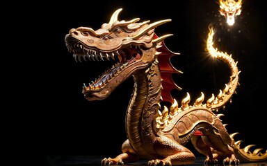 Fototapeta na wymiar Guardians of Tradition The Enchanting Artistry of Chinese Wooden Dragons ai generated