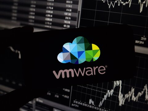 Konskie, Poland - January 16, 2024: Vmware company logo displayed on mobile phone