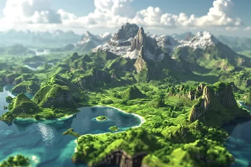 Foto auf Acrylglas Minecraft world with look like minecraft