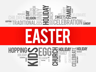 Easter word cloud collage, holiday concept background