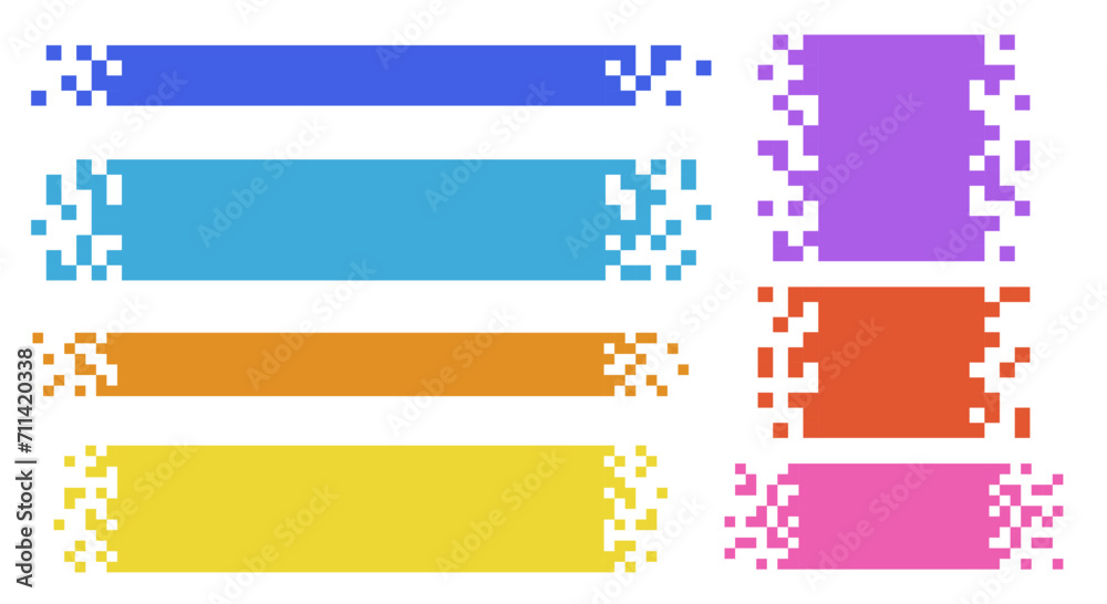 Fototapete set of blank pixelated geometric shape. colorful broken pixel rectangle. background for text