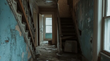 Creepy interior in an abandoned house