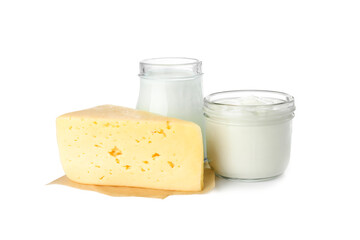 Different lactose free products isolated on white