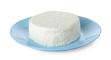 Fototapeta na wymiar Fresh lactose free cottage cheese isolated on white