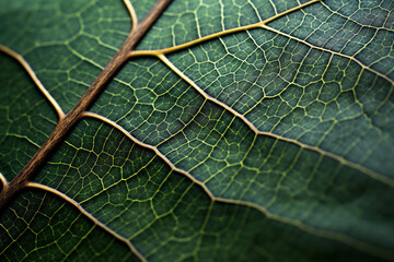 Obraz premium Biomorphic design tree leaf macro. Generative ai