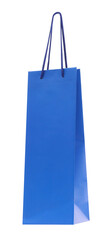 Blue paper shopping bag isolated on white