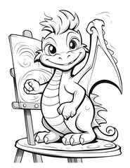 Dragon Coloring Page, Ai Generative