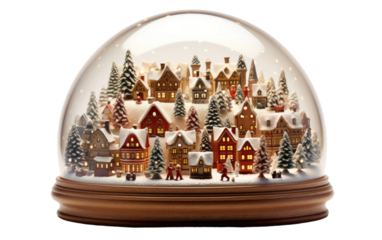 German Christmas Market-themed Snow Globe Display on White or PNG Transparent Background