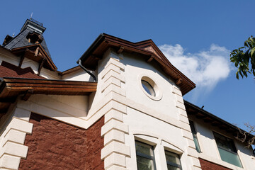 partition of the facade of an old mansion after major repairs