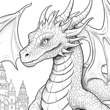 Dragon Coloring Page, Ai Generative
