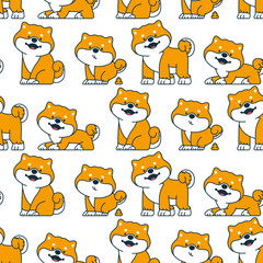 Shiba inu dog vector cartoon seamless pattern background for wallpaper, wrapping, packing, and backdrop.