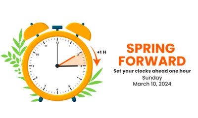 Deurstickers The concept of daylight saving time. Clocks are set one hour ahead. Spring forward, summer time web banner. Vector illustration © Ardkyuu
