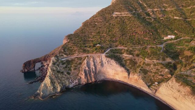 Aerial view of Pollara's coastline in Salina Island (Aeolian Isalnds, Sicily