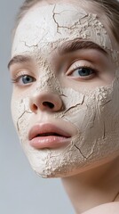 Fototapeta premium close up portrait of a woman with a dry face mask