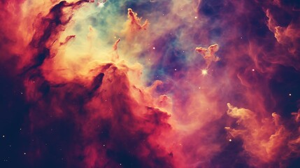 Vibrant Cosmic Nebula Backdrop with Stars and Galaxies