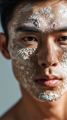 Fototapeta premium close up portrait of an asian man with a face mask