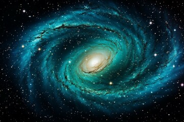 Spiral Galaxy in Space with Stars and Cosmic Dust