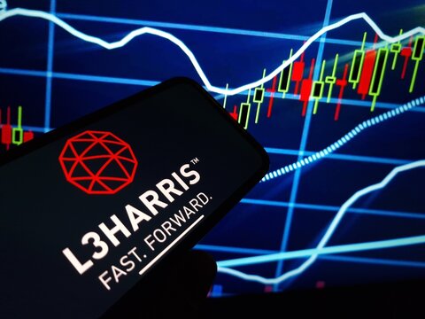 Konskie, Poland - January 16, 2024: L3Harris Technologies company logo displayed on mobile phone