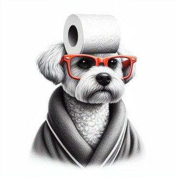 Animal with glasses, dog with glasses, bathroom art, bathroom decor, dog portrait, pet portrait, dog, puppy, dog print, dog decor, animal print, printable art, pet print, animal wall art, dog art