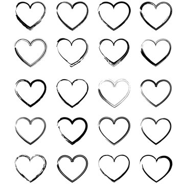 Set of hearts icon for Valentines Day,  heart icon love collection, heart drawn hand, Heart vector design, heart Silhouette