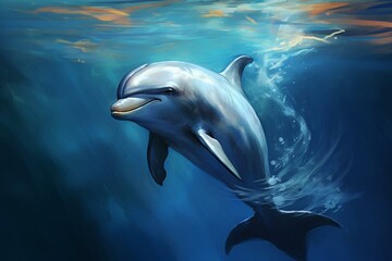 a graceful dolphin swimming. Generative AI