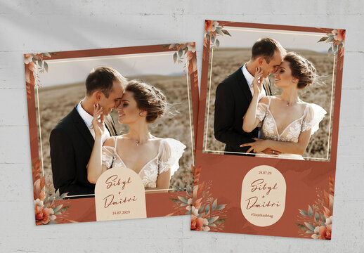 Rustic Orange Photo Card Template