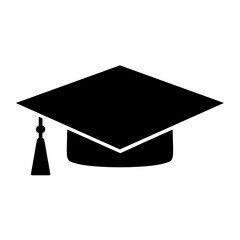 Graduation hat icon on white background. The hat worn at university or college graduation. Vector illustration