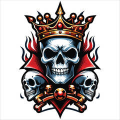 Skull king mascot logo vector illustration on white background 