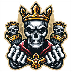Fototapeta premium Skull king mascot logo vector illustration on white background 