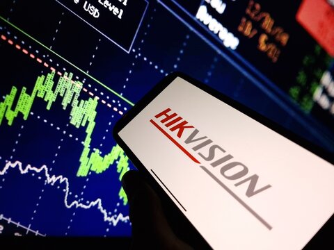 Konskie, Poland - January 16, 2024: Hikvision company logo displayed on mobile phone