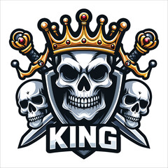 Skull king mascot logo vector illustration on white background 