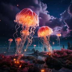 Naklejka premium Fiery Night: Exploring the Depths of Darkness with a Burning Flame