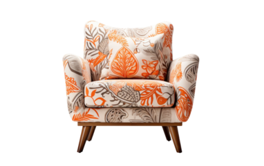 Embrace Tradition in the Batik Upholstered Lounge Chair on White or PNG Transparent Background