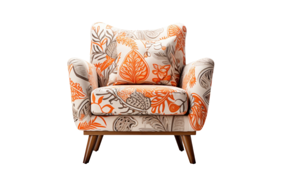 Embrace Tradition in the Batik Upholstered Lounge Chair on White or PNG Transparent Background