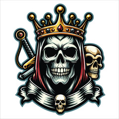 Skull king mascot logo vector illustration on white background 