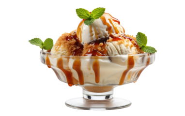 Indulge in the Magic of Malva Pudding Sundae on White or PNG Transparent Background