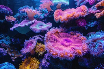 Fototapeta na wymiar Vibrant Neon Underwater Paradise