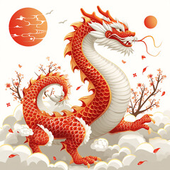 red dragon on white background