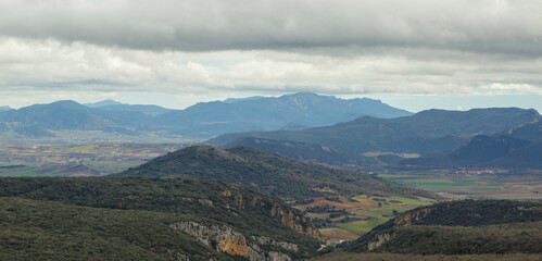 Naklejka premium Rocks for climbing and Pancorbo viewpoint. Area of mountains and plateau of Burgos