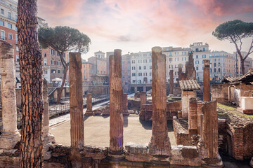 Ancient Rome,  old ruin. Temple with columns.