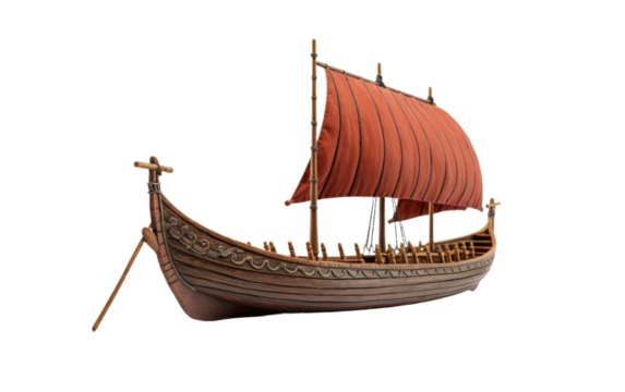 A Swedish Viking Longship Replica for Admirers on White or PNG Transparent Background