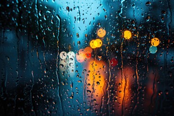 Moody Raindrops on Glass