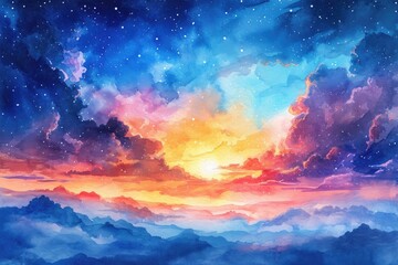 Fototapeta premium Intergalactic Watercolor Dreamscape