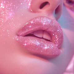 y2k close up on glitter lip gloss