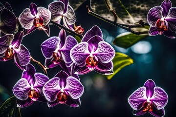 purple orchid on black