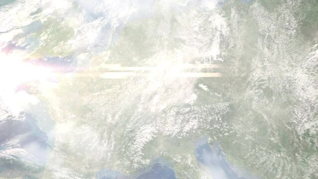 Zoom in from space and focus on Vaihingen an der Enz, Germany. 3D Animation. Background for travel intro. Elements of this image furnished by NASA.